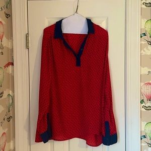 Red equestrian print Free People blouse